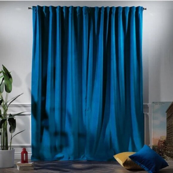 Lilijan Wayfair Royal Blue Solid Luxury Matte Velvet Single Curtain Panel 52x95" - Picture 2 of 7